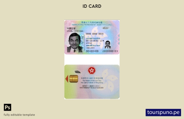 lista para imprimir la plantilla de presentación de identificación de Hong Kong