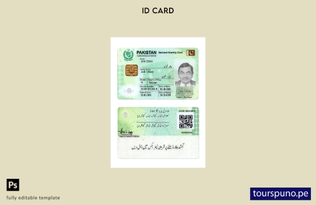 lista para imprimir la plantilla de tarjeta de identificación nacional de Pakist