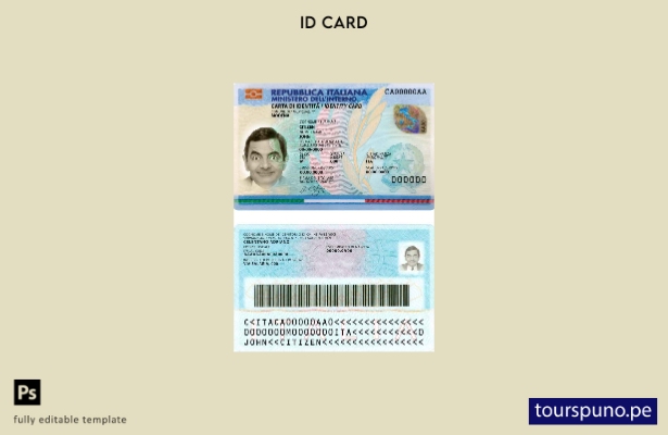 lista para imprimir plantilla de identificación de Italia ( presente)