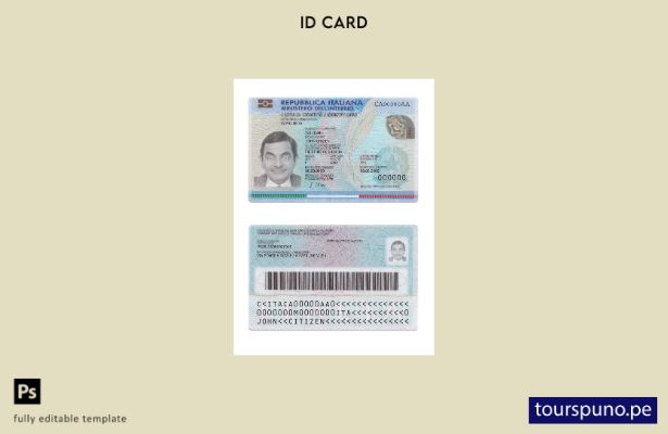 listo para imprimir la plantilla de versión de identificación de Italia ( presen