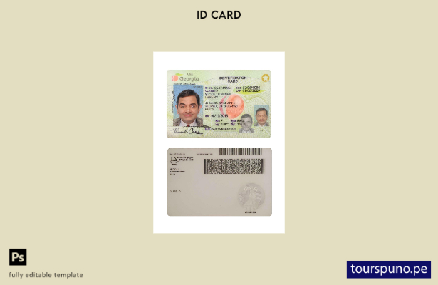 listo para imprimir plantilla actual de tarjeta de identificación de EE. UU. Geo