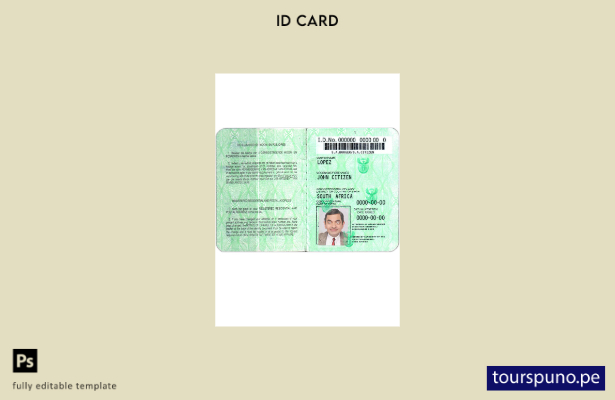 listo para imprimir plantilla de identificación de Sudáfrica ( )