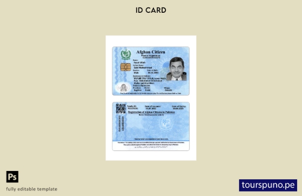 listo para imprimir plantilla de prueba de registro de ciudadano afgano