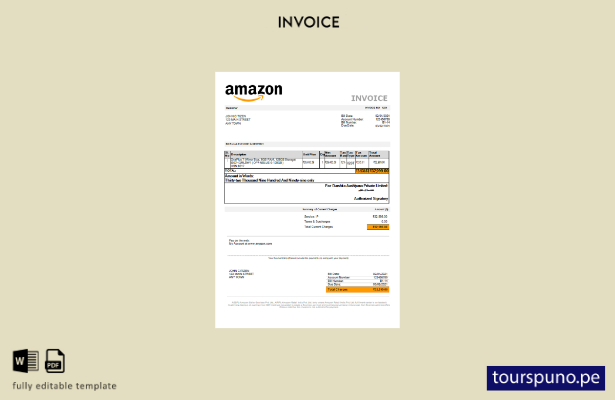 Plantilla de factura de Amazon de EE. UU. lista para imprimir