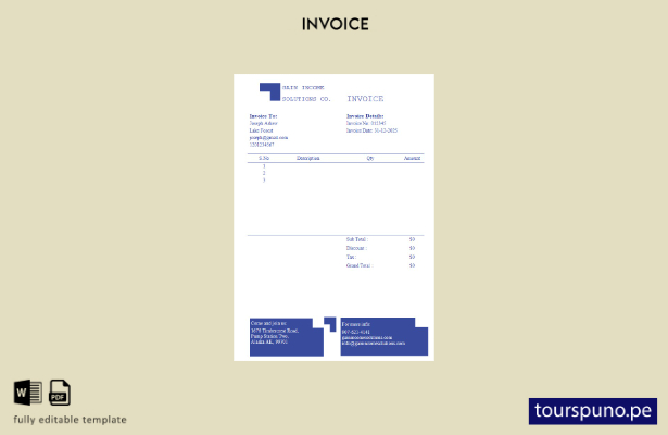 Plantilla de factura de empresa de contabilidad lista para imprimir