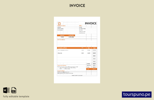 Plantilla de factura de servicios de pintura lista para imprimir.