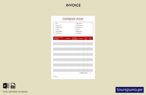 lista para imprimir plantilla de factura comercial editable
