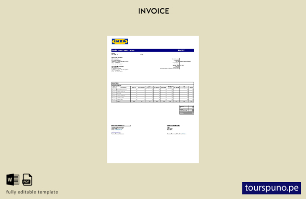 lista para imprimir plantilla de factura de Ikea de EE. UU.