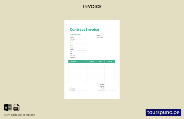 plantilla de factura de contrato lista para imprimir