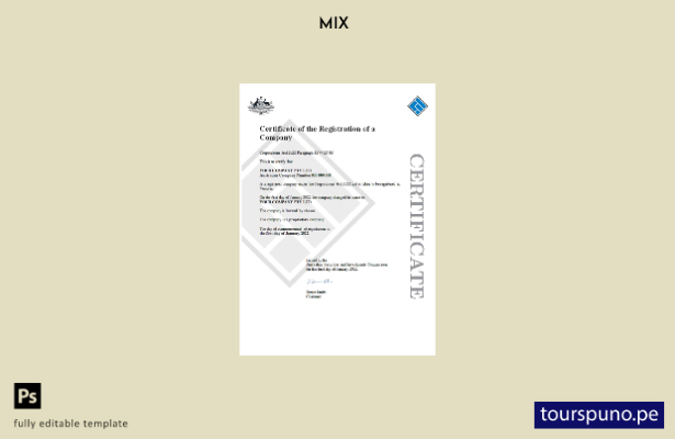 listo para imprimir Plantilla de certificado de registro de empresa de Aust (ASI