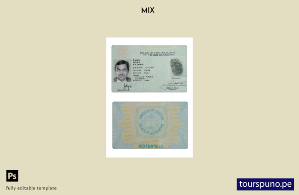 listo para imprimir plantilla de tarjeta de identificación de votantes de Filipi