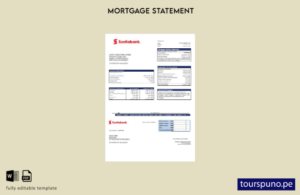 Plantilla lista para imprimir estado de cuenta de hipoteca de Scotiabank de San