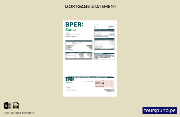 listo para imprimir Italia BPER Banca declaración de hipoteca Plantilla Word y P