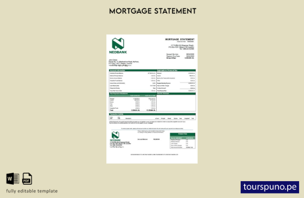 listo para imprimir Lesotho Nedbank Lesotho extracto de hipoteca Plantilla en Wo