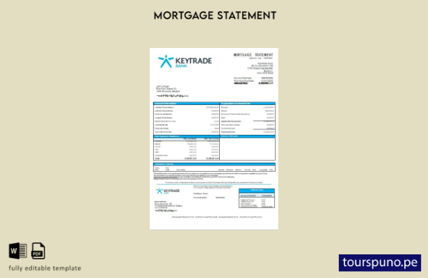 listo para imprimir Plantilla de extracto de hipoteca del banco Keytrade de Bélg