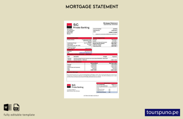 listo para imprimir declaración de hipoteca de Monaco SG Private Banking (Mónaco