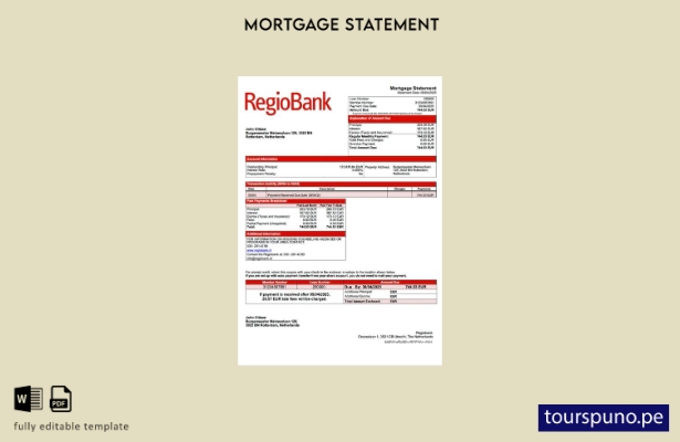 listo para imprimir declaración de hipoteca de Regiobank de los Países Bajos Pla