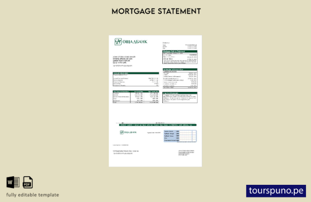 listo para imprimir el extracto de hipoteca de Oshadbank ucraniano en formato Wo