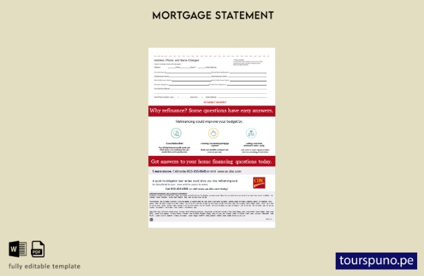 listo para imprimir el extracto de hipoteca del banco CIBC de EE. UU. en forma 1