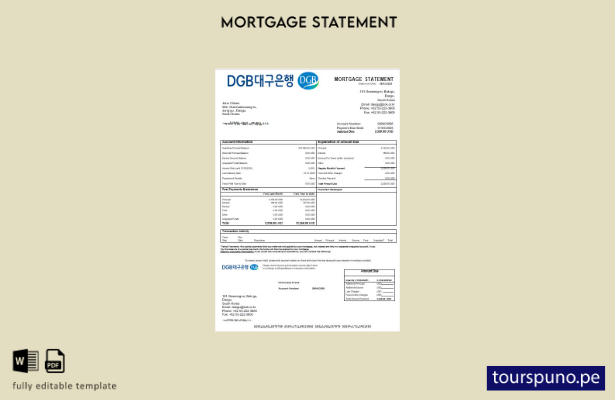 listo para imprimir el extracto de hipoteca del banco Daegu de Corea del Sur en