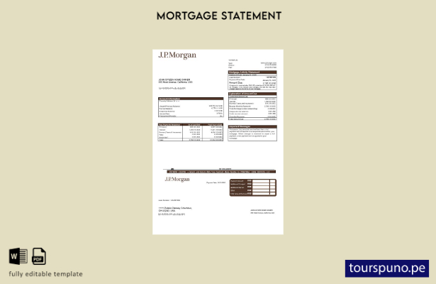 listo para imprimir el extracto de hipoteca del banco JP Morgan de EE. UU. en fo