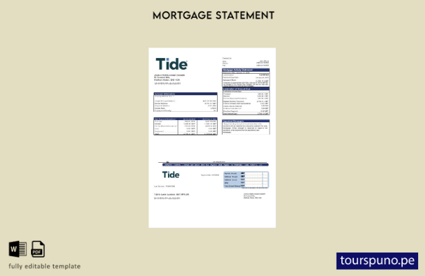 listo para imprimir el extracto de hipoteca del banco Tide del Reino Unido en fo