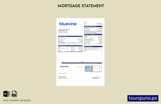 listo para imprimir el extracto de hipoteca del banco USA Bluevine en formato Wo