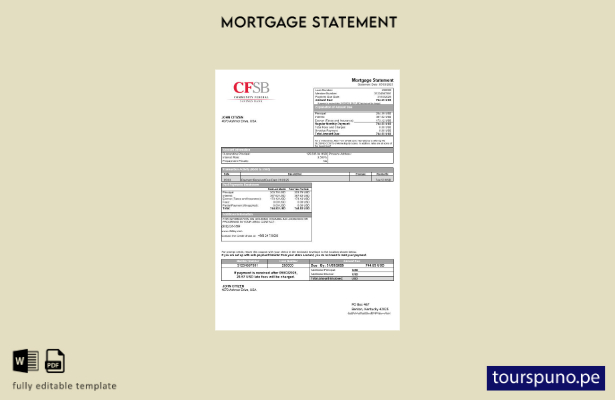 listo para imprimir estado de cuenta de hipoteca del banco CFSB de Nueva York de