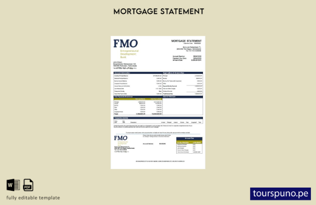 listo para imprimir extracto de hipoteca del FMO Bank de los Países Bajos Planti