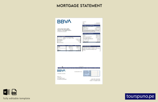 listo para imprimir plantilla de extracto de hipoteca del banco BBVA de Colombia