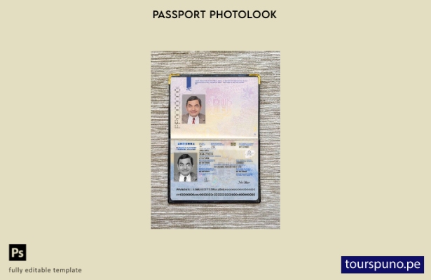 Plantilla de apariencia de foto de pasaporte de Andorra lista para imprimir