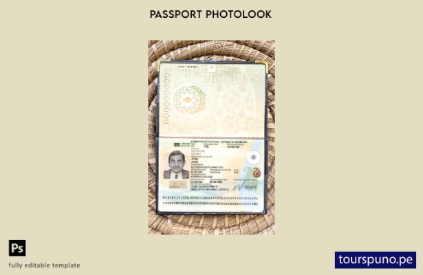 Plantilla de apariencia de foto de pasaporte de Azerbaiyán lista para imprimir