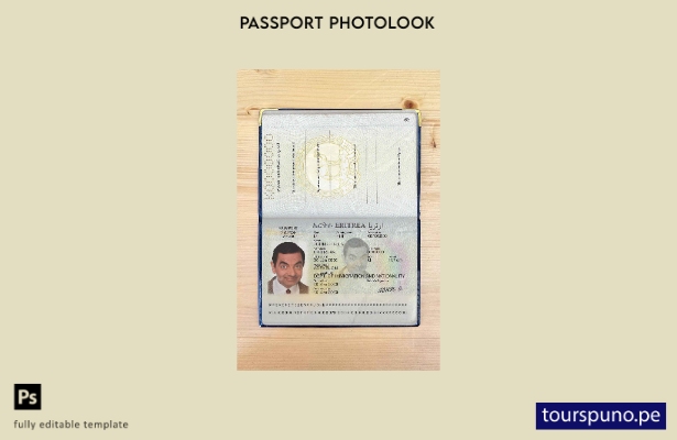 Plantilla de apariencia de foto de pasaporte de Eritrea lista para imprimir
