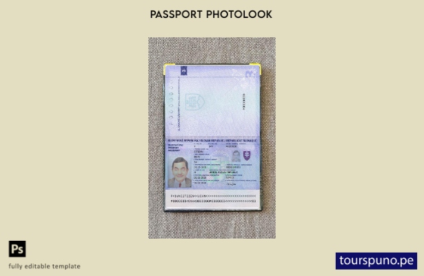 Plantilla de apariencia de foto de pasaporte de Eslovaquia lista para imprimir