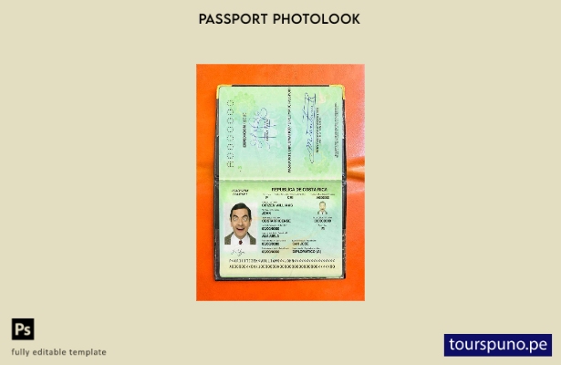 Plantilla de apariencia de foto de pasaporte diplomático de Costa Rica lista par