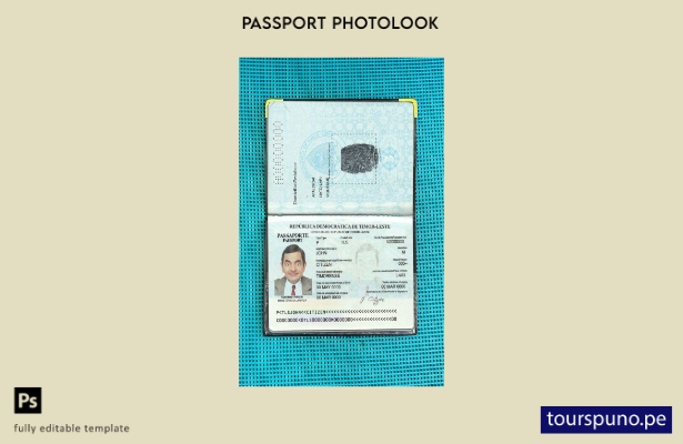 Plantilla de apariencia de fotografía de pasaporte de Timor Leste lista para imp
