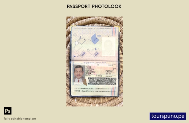 Plantilla de apariencia fotográfica de pase de Costa Rica lista para imprimir