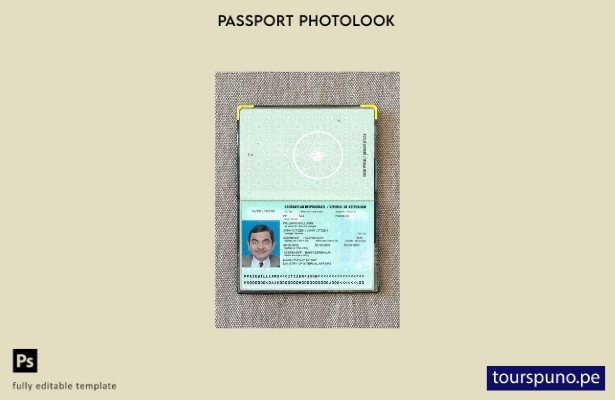 Plantilla de apariencia fotográfica de versión de pasaporte de Azerbaiyán lista