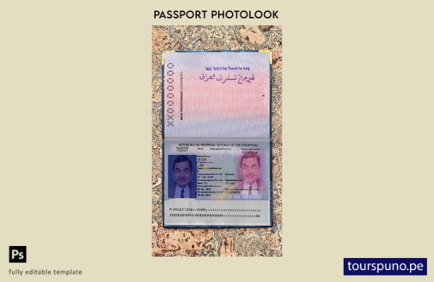 Plantilla de apariencia fotográfica de versión de pasaporte de Filipinas lista p