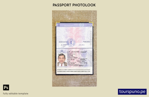 Plantilla de aspecto fotográfico de versión de pasaporte de Georgia lista para i