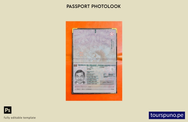 listo para imprimir la plantilla de presentación fotográfica del pasaporte de  8