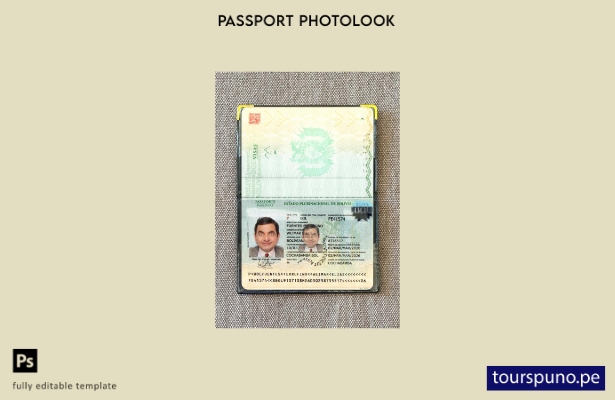listo para imprimir la plantilla de presentación fotográfica del pasaporte de Bo