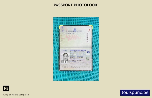 listo para imprimir la plantilla de presentación fotográfica del pasaporte de Do