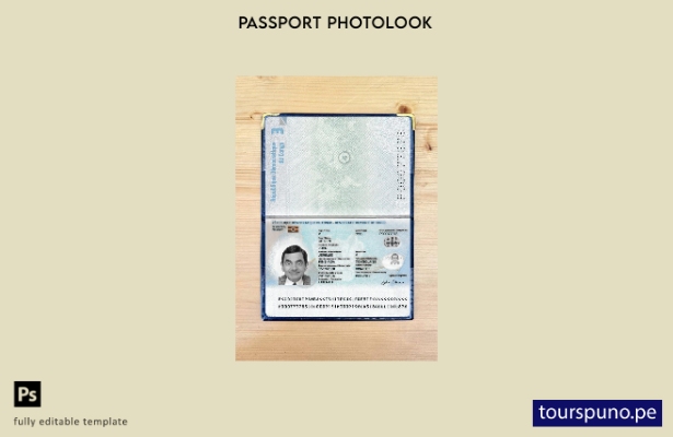 listo para imprimir la plantilla de presentación fotográfica del pasaporte del 1