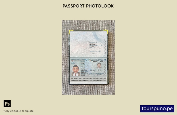 listo para imprimir la plantilla de presentación fotográfica del pasaporte del 3