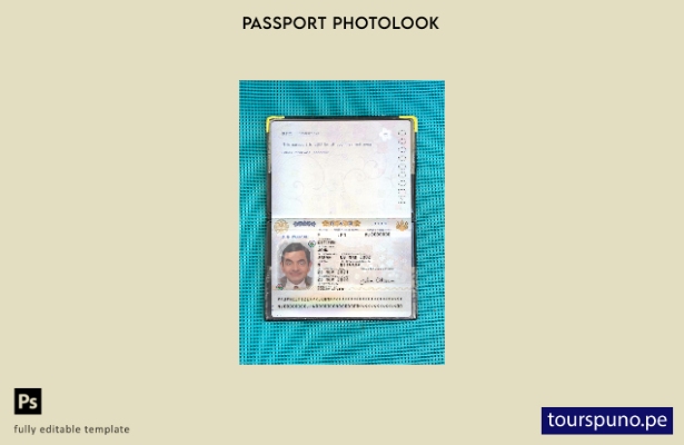 listo para imprimir la plantilla de presentación fotográfica del pasaporte japon