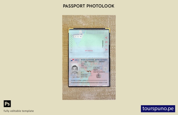 listo para imprimir pasaporte de Panamá nueva plantilla de aspecto fotográfico a