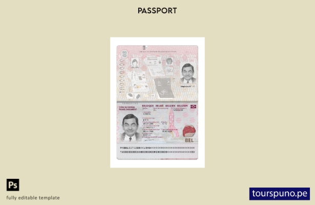 Listo para imprimir la plantilla actual del pasaporte belga 1