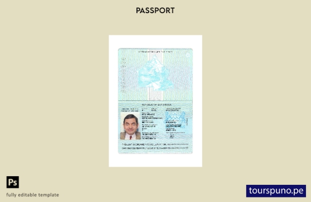 Listo para imprimir la plantilla actual del pasaporte de Botswana