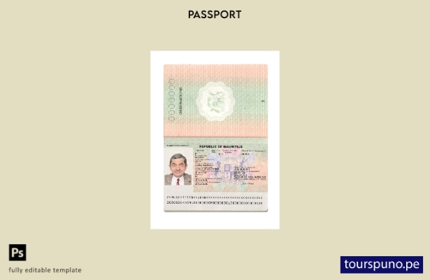 Listo para imprimir la plantilla actual del pasaporte de Mauricio